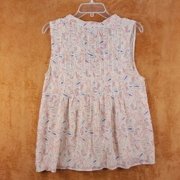 FENN WRIGHT MANSON Womens Top Small Tan Paisley Pullover Sleeveless Tank Blouse - Picture 4 of 9